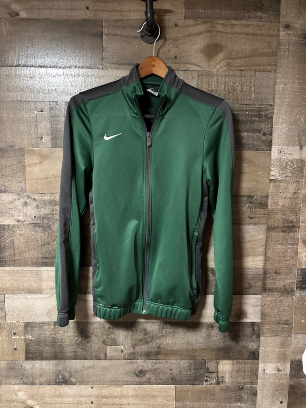 Nike Men's Green and Gray Dri-fit Full-Zip Performance Jacket XS